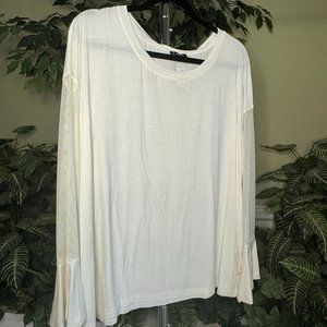Cream Long Mesh Butterfly Sleeve Top